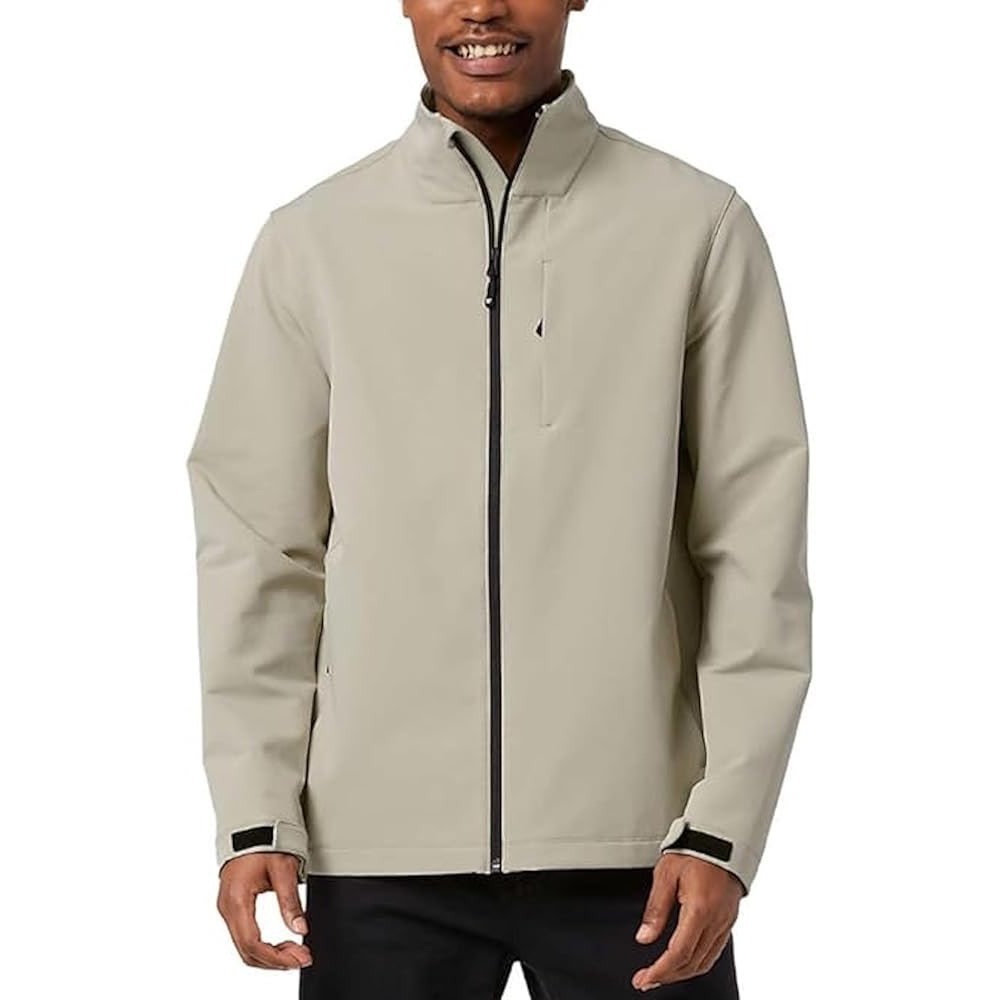32 Degrees Heat Mens Softshell Jacket Tan Beige Full Zip Mock Neck Size Medium